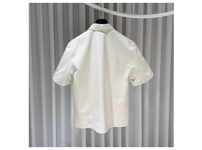 Louis Vuitton Camicia-giacca in seta e cotone con tasca con logo Avorio Bianco - vista 5