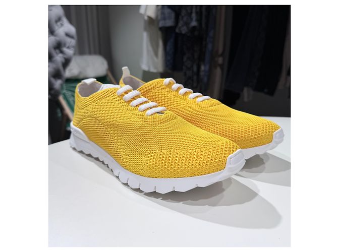 Kiton Sneakers in mesh di cotone giallo - vista 4