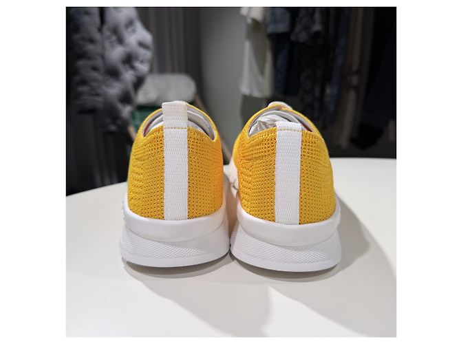 Kiton Sneakers in mesh di cotone giallo - vista 5