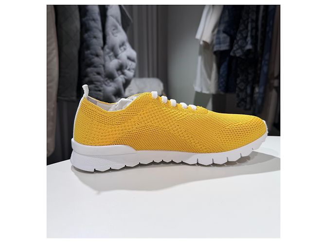 Kiton Sneakers in mesh di cotone giallo - vista 6