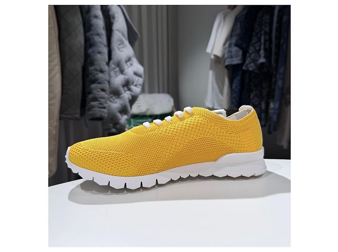 Kiton Sneakers in mesh di cotone giallo - vista 7