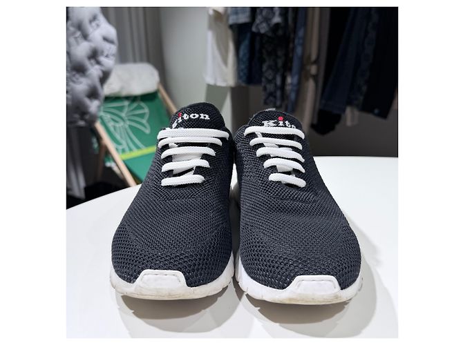 Kiton Sneakers in mesh di cotone nero - vista 2