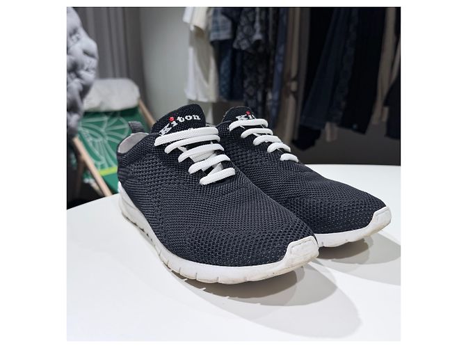 Kiton Sneakers in mesh di cotone nero - vista 3
