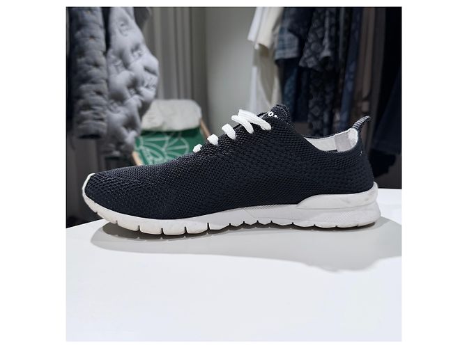 Kiton Sneakers in mesh di cotone nero - vista 6