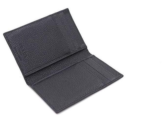 Prada Vitello Micro Grain Triangle Logo Card Holder Wallet Black - view 4