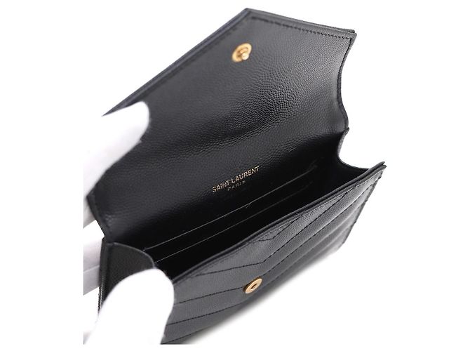 Saint Laurent Monogramm-Umschlag-Kartenetui Schwarz - Ansicht 8