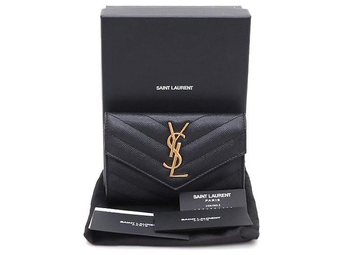 Saint Laurent Monogramm-Umschlag-Kartenetui Schwarz - Ansicht 9