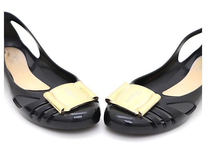 Salvatore Ferragamo Ballerine Jelly Bermuda con logo dorato Nero - vista 6