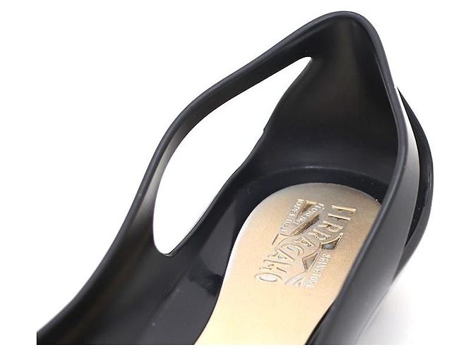 Salvatore Ferragamo Ballerine Jelly Bermuda con logo dorato Nero - vista 7