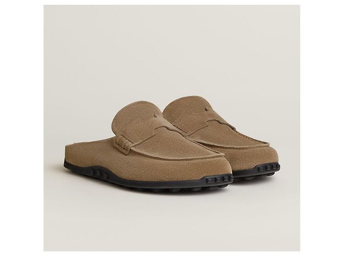 Hermès Mule e pantofole in scamosciato Beige Marrone - vista 9