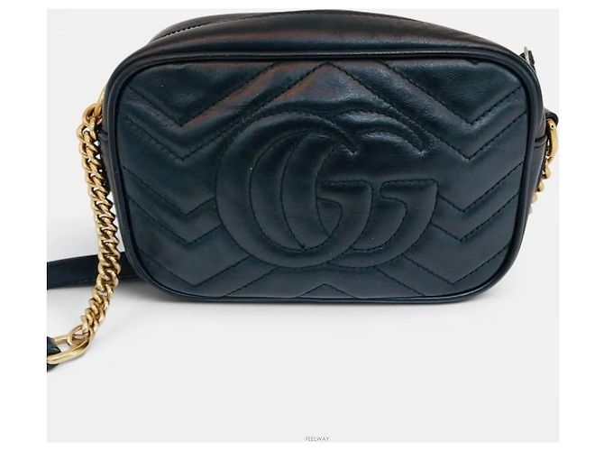 Gucci Borsa a tracolla mini GG Marmont trapuntata Nero - vista 2
