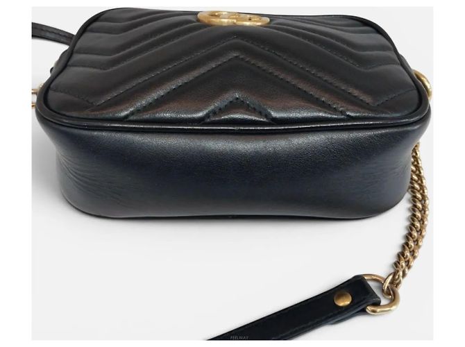 Gucci Borsa a tracolla mini GG Marmont trapuntata Nero - vista 4