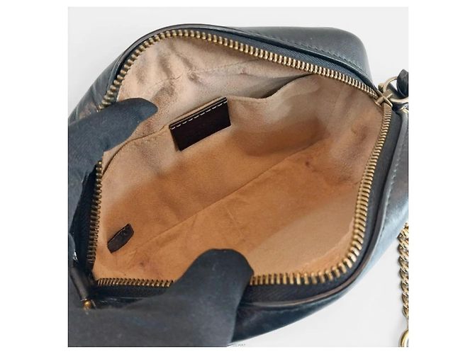 Gucci Borsa a tracolla mini GG Marmont trapuntata Nero - vista 5