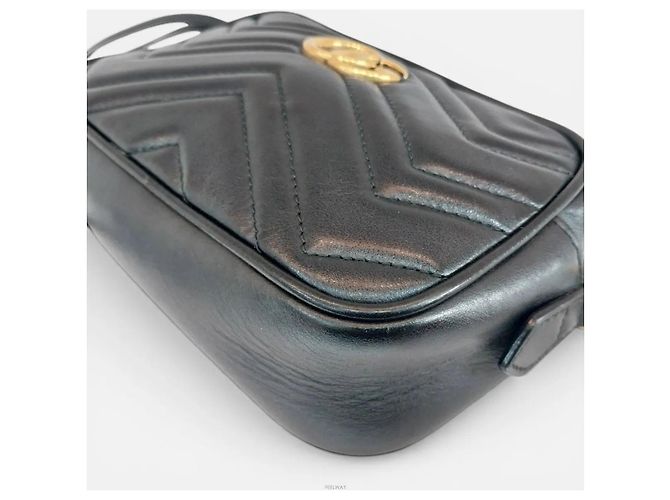 Gucci Borsa a tracolla mini GG Marmont trapuntata Nero - vista 7