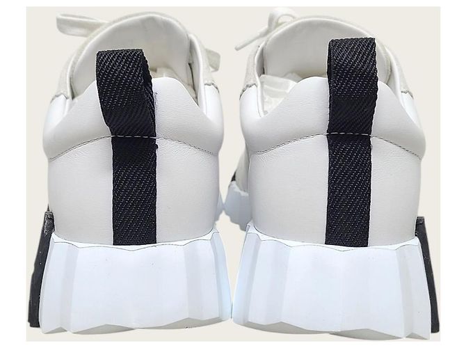 Hermès Sneakers Bouncing in pelle bianca e nera con logo Bianco - vista 7