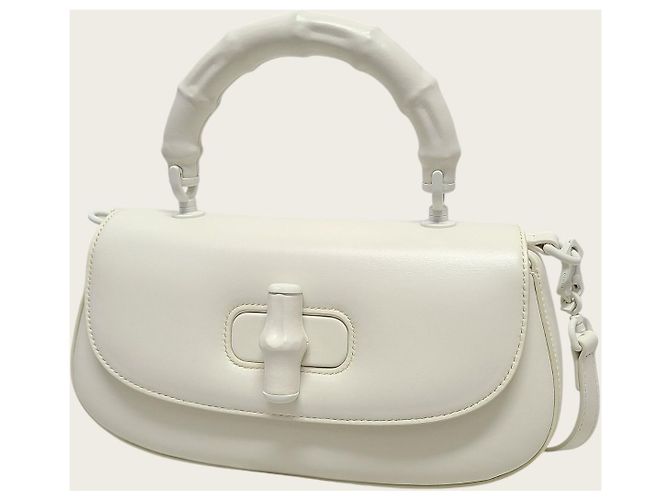 Bamboo Gucci Piccola borsa a manico superiore Diva in bambù e pelle bianca Bianco - vista 2