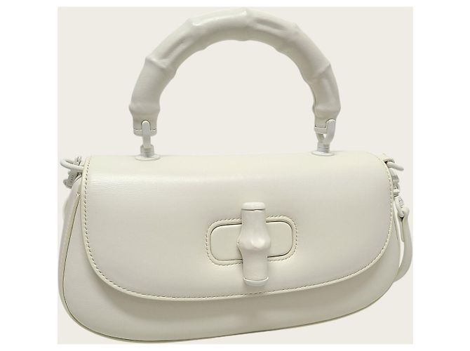 Bamboo Gucci Piccola borsa a manico superiore Diva in bambù e pelle bianca Bianco - vista 3