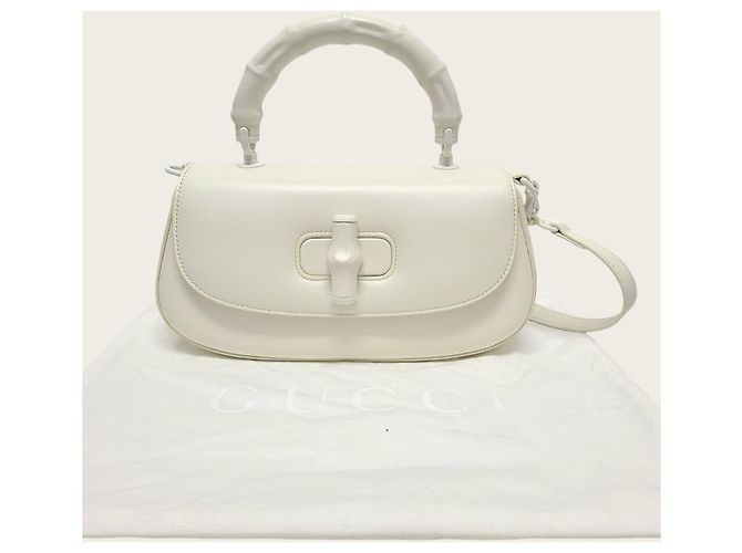 Bamboo Gucci Piccola borsa a manico superiore Diva in bambù e pelle bianca Bianco - vista 7