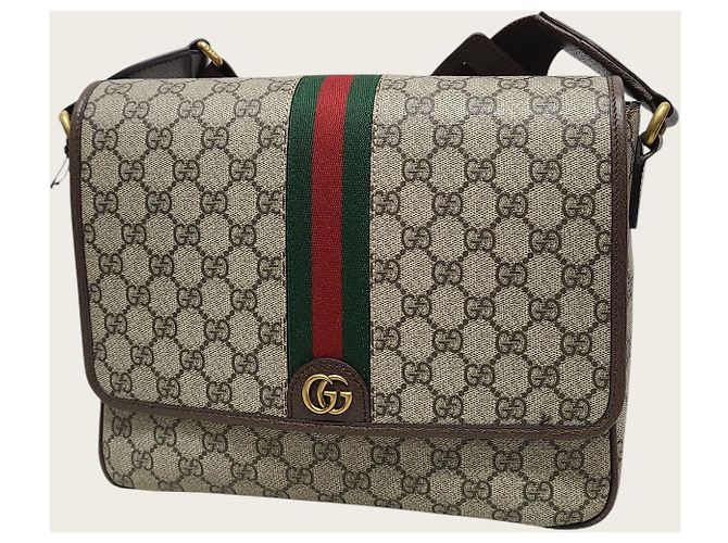 Gucci Borsa Messenger GG Supreme Canvas Ophidia Medium Marrone - vista 2