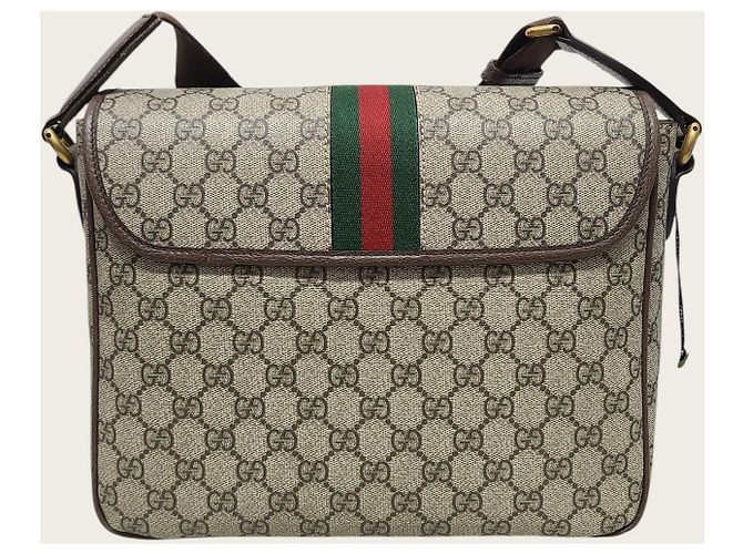 Gucci Borsa Messenger GG Supreme Canvas Ophidia Medium Marrone - vista 5