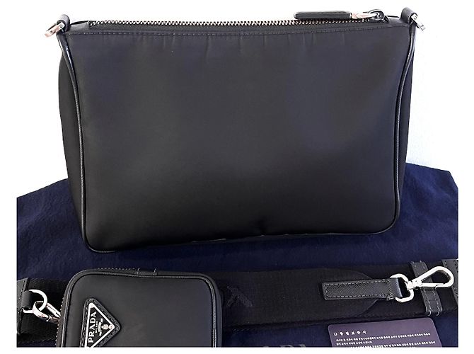 Prada Borsa a tracolla e messenger bag in nylon nero - vista 3