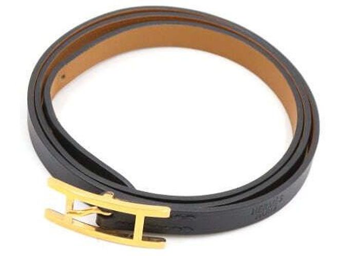 Hermès Black Leather Double Tour Strap Bracelet - view 2