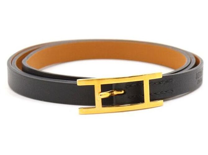 Hermès Black Leather Double Tour Strap Bracelet - view 3