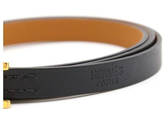 Hermès Black Leather Double Tour Strap Bracelet - view 4