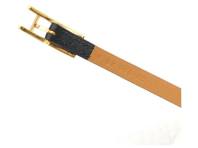 Hermès Black Leather Double Tour Strap Bracelet - view 5