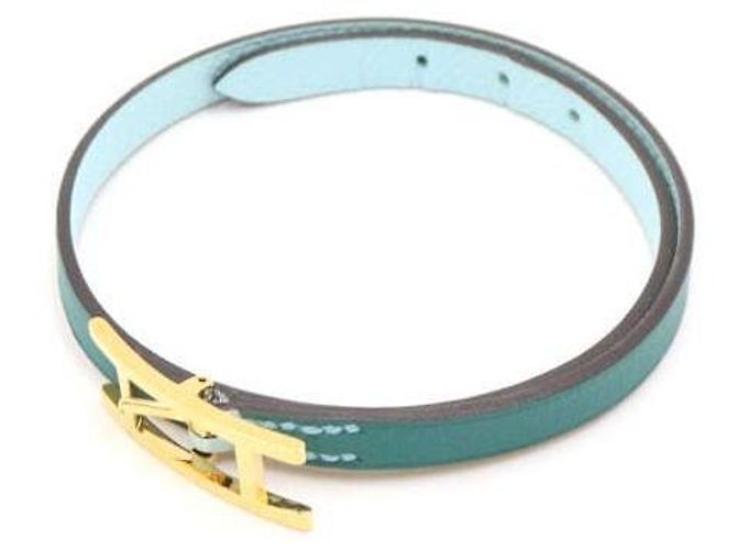 Hermès Pulseira de Duas Voltas em Couro Verde - vista 2