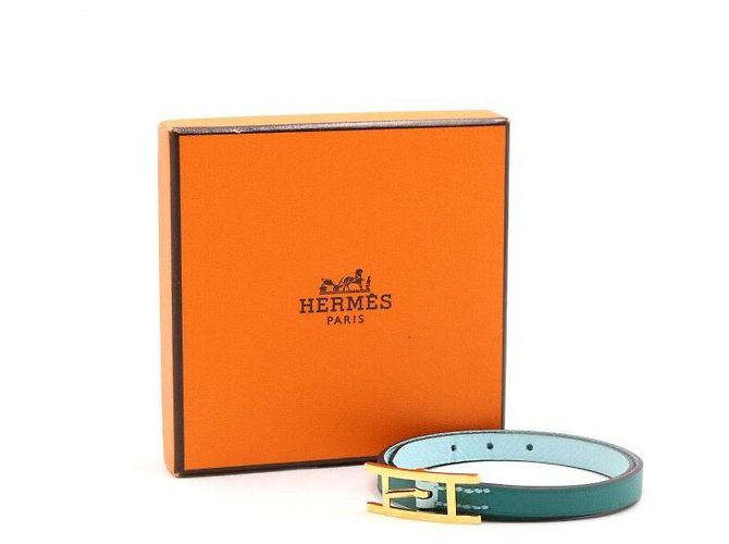 Hermès Pulseira de Duas Voltas em Couro Verde - vista 6