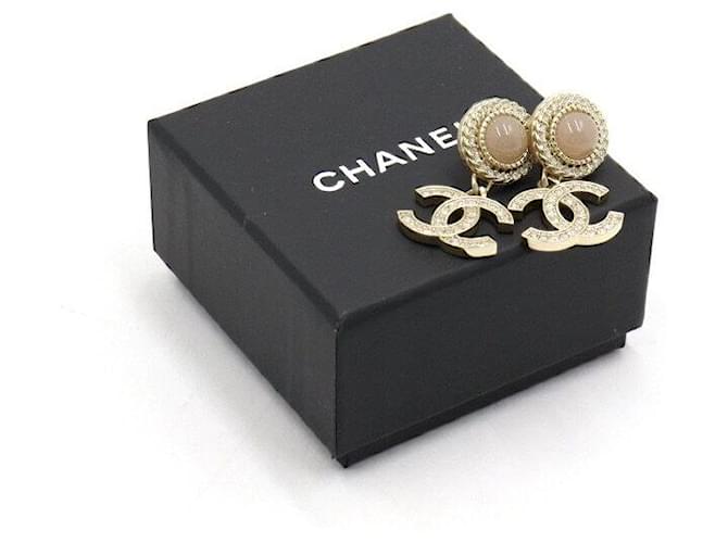 Chanel Orecchini Gold Crystal CC Logo D'oro - vista 4