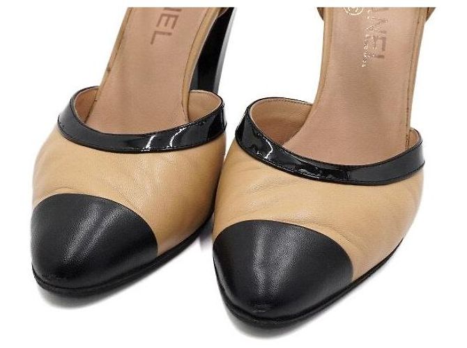 Chanel Décolleté bicolore beige e nero da donna con logo CC Turnlock dorato Marrone - vista 5