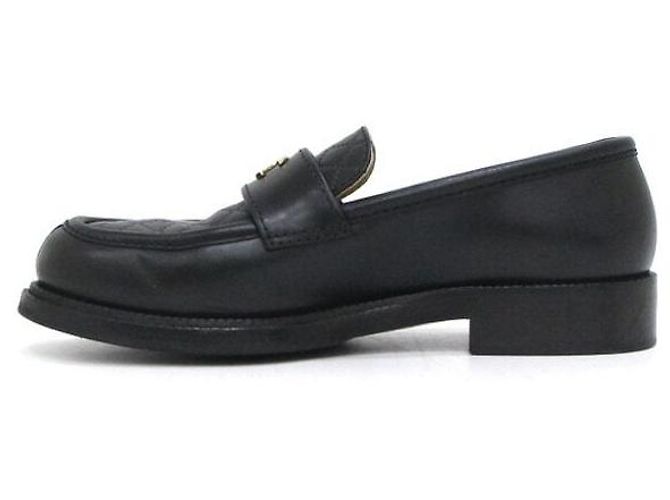 Chanel Mocassini da donna in pelle di vitello nera con CC dorato Nero - vista 4