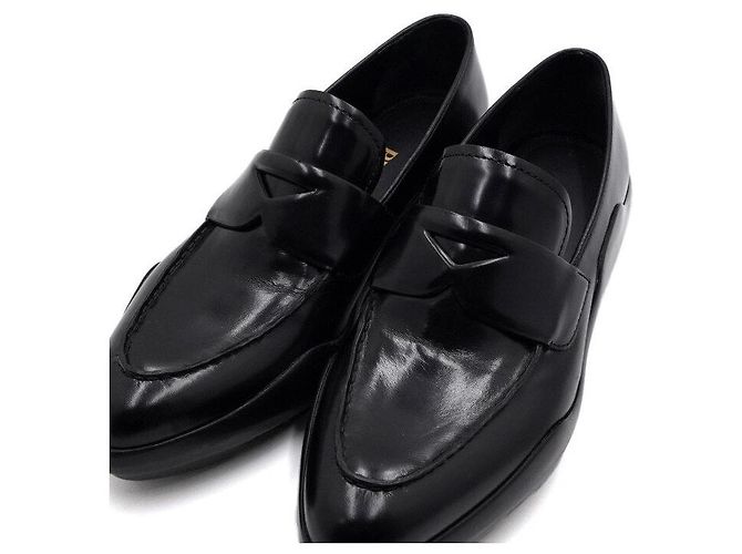 Prada Mocassini Penny con piattaforma in gomma spazzolata nera da donna - vista 6