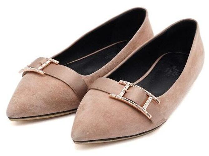 Hermès Ballerine DOUCE in scamosciato rosa - vista 3