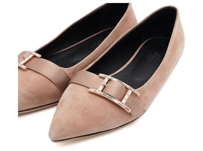 Hermès Ballerine DOUCE in scamosciato rosa - vista 4