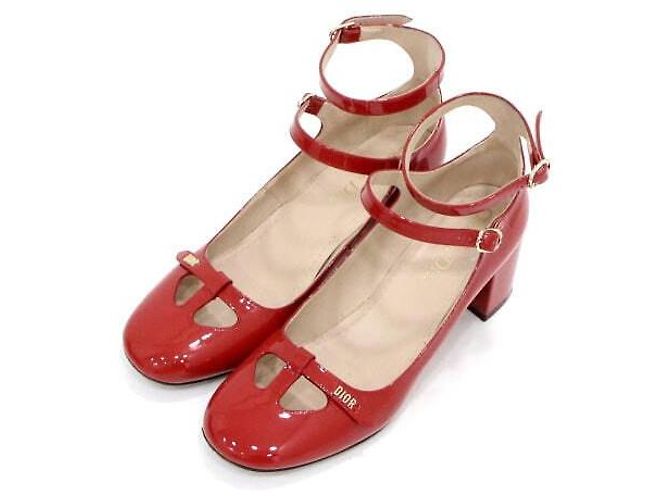 Dior Décolleté con cinturino in vernice rosso da donna - vista 3