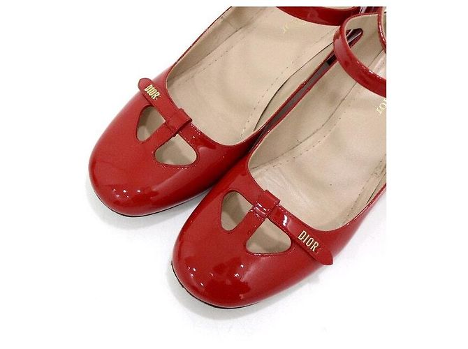 Dior Décolleté con cinturino in vernice rosso da donna - vista 7