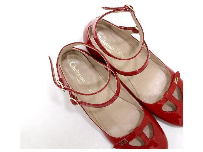 Dior Décolleté con cinturino in vernice rosso da donna - vista 8