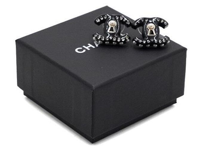 Chanel Orecchini Double CC in metallo dorato e cristallo D'oro - vista 5