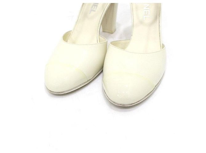 Chanel Ivory Patent Strap Damenschuhe Weiß - Ansicht 5