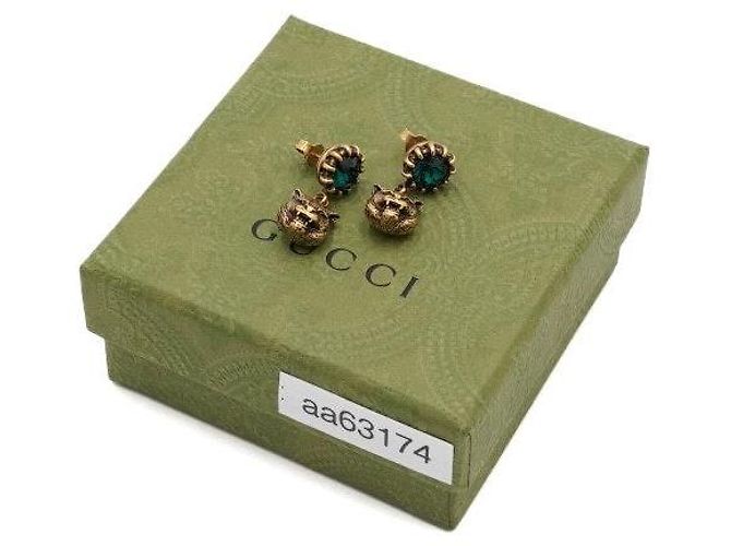 Gucci Orecchini a goccia tigre in cristallo verde e oro D'oro - vista 6