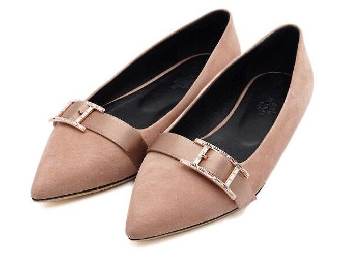 Hermès Ballerine DOUCE in scamosciato rosa - vista 3