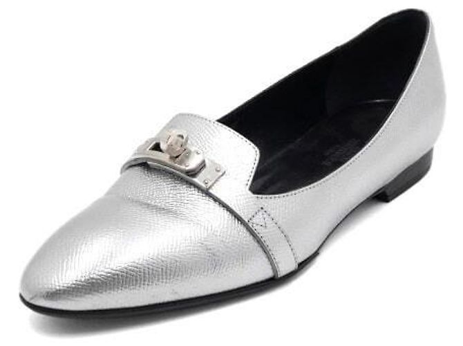 Hermès Scarpe basse Pegase Mini Kelly in pelle argento metallizzato da donna - vista 2