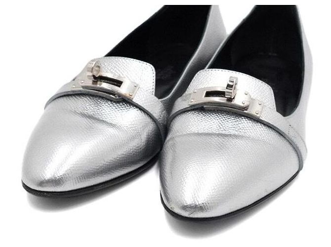 Hermès Scarpe basse Pegase Mini Kelly in pelle argento metallizzato da donna - vista 6