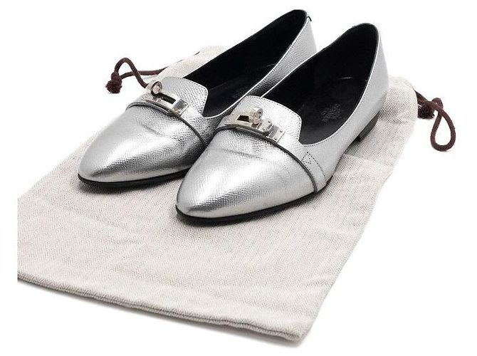 Hermès Scarpe basse Pegase Mini Kelly in pelle argento metallizzato da donna - vista 8