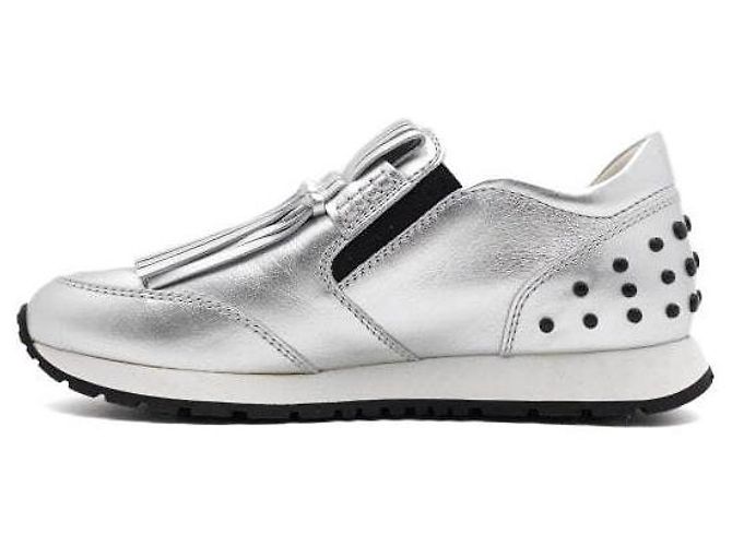 Tod's Sneaker da donna argentate metallizzate con frange kiltie e nappe Argento - vista 4