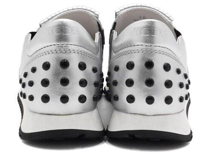 Tod's Sneaker da donna argentate metallizzate con frange kiltie e nappe Argento - vista 7