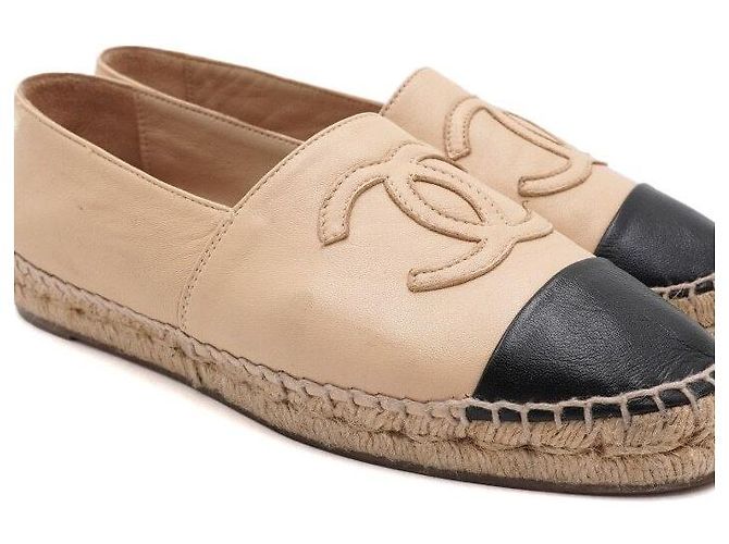 Chanel Sneakers bicolore in pelle di agnello beige con logo CC per donna Marrone - vista 10
